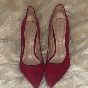 ALDO Red Suede Pointed Toe Pumps